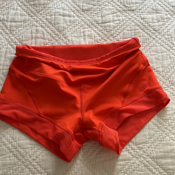 ASICS Strech Running Mesh Details Shorts Bright Orange - Red Sz S - Picture 6 of 13